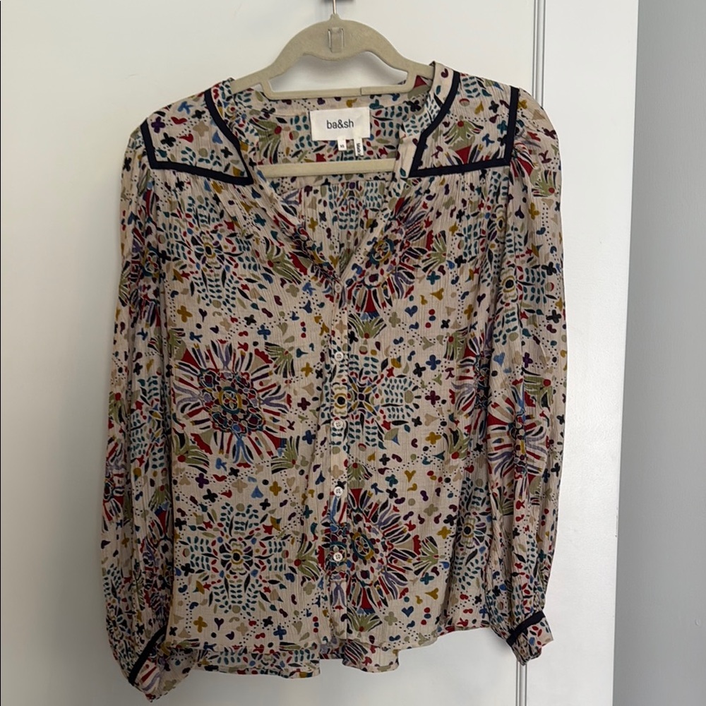 Ba&sh Cream and Brown Sailor Collar Blouse